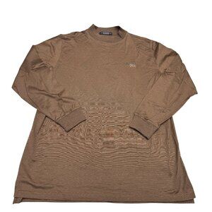 Carnoustie Men's 100% Cotton Brown Mock Neck LS Top Torrey Pines, Size XL